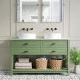 1250mm Green Tradtional Freestanding Vanity Unit with Matt White Top and Black Handles - Kentmere