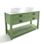 1250mm Green Tradtional Freestanding Vanity Unit with Matt White Top and Black Handles - Kentmere