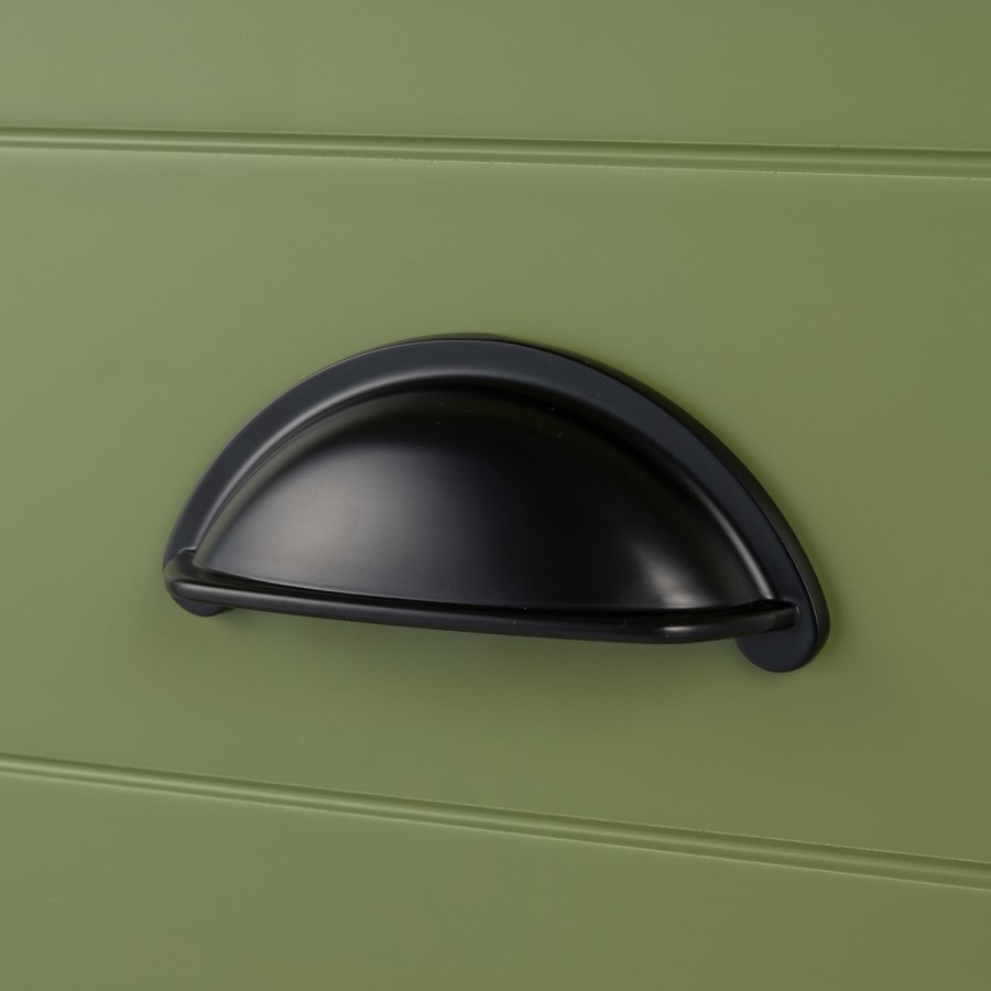 1250mm Green Traditional Freestanding Vanity Unit with Wood Effect Top and Black Handles - Kentmere