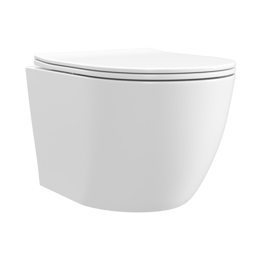Wall Hung Toilet with Black Glass Cabinet, Cistern & Pneumatic Dual Flush Button - Roma