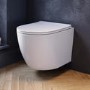 Wall Hung Rimless Toilet with Soft Close Seat, Matt Black Pneumatic Flush Plate, 1160mm Frame & Cistern – Roma