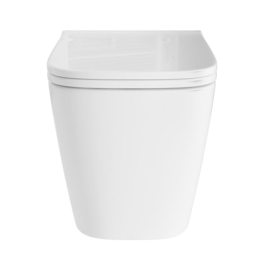 Wall Hung Toilet with White Glass Cabinet, Cistern & Pneumatic Dual Flush Button - Albi