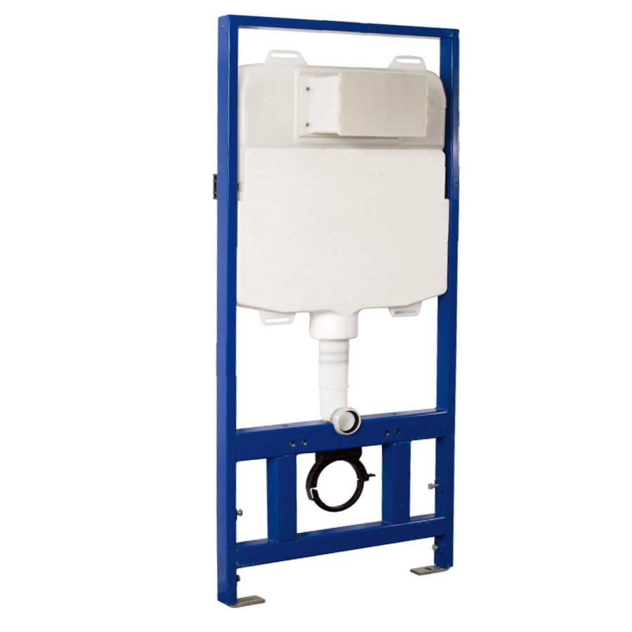 Grade A1 - Concealed Cistern 1170mm Pneumatic Frame with Brushed Brass Flush Plate - Elira