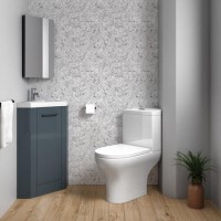 Cloakroom Suite with Grey Vanity Unit Basin and Corner Close Coupled Toilet - Apollo