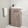 430mm Wood Effect Cloakroom Freestanding Vanity Unit with Basin and Black Handle - Virgo 