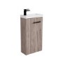 430mm Wood Effect Cloakroom Freestanding Vanity Unit with Basin and Black Handle - Virgo 