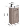 430mm Wood Effect Cloakroom Freestanding Vanity Unit with Basin and Black Handle - Virgo 
