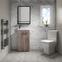 Cloakroom Suite with Wood Effect Freestanding Vanity Unit Chrome Handle and Corner Close Coupled Toilet - Virgo