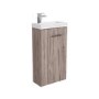 Cloakroom Suite with Wood Effect Freestanding Vanity Unit Chrome Handle and Corner Close Coupled Toilet - Virgo