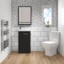 Grade A2 - Cloakroom Suite with Black Freestanding Vanity Unit Chrome Handle and Corner Close Coupled Toilet - Virgo