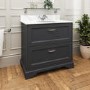 Grade A2 - 800mm Anthracite Freestanding Marble Top Vanity Unit with Basin - Ashbourne