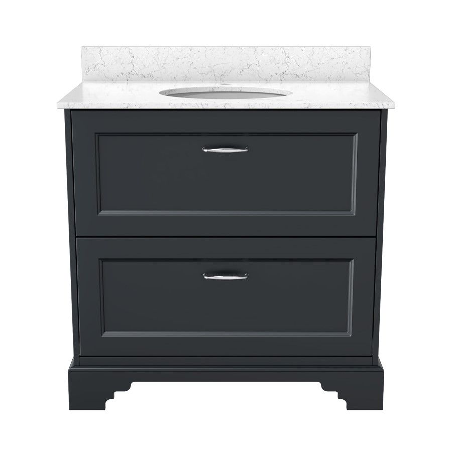 Grade A2 - 800mm Anthracite Freestanding Marble Top Vanity Unit with Basin - Ashbourne