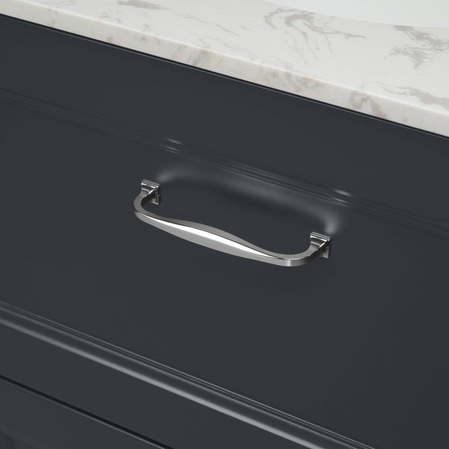 Grade A2 - 800mm Anthracite Freestanding Marble Top Vanity Unit with Basin - Ashbourne