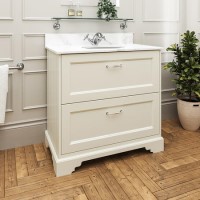 800mm White Freestanding Marble Top Vanity Unit - Ashbourne 800mm White Freestanding Marble Top Vanity Unit - Ashbourne