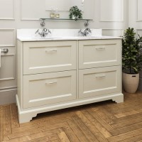 GRADE A2 - 1200mm White Freestanding Marble Top Double Vanity Unit with Basin - Ashbourne