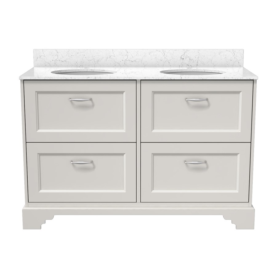 GRADE A2 - 1200mm White Freestanding Marble Top Double Vanity Unit with Basin - Ashbourne