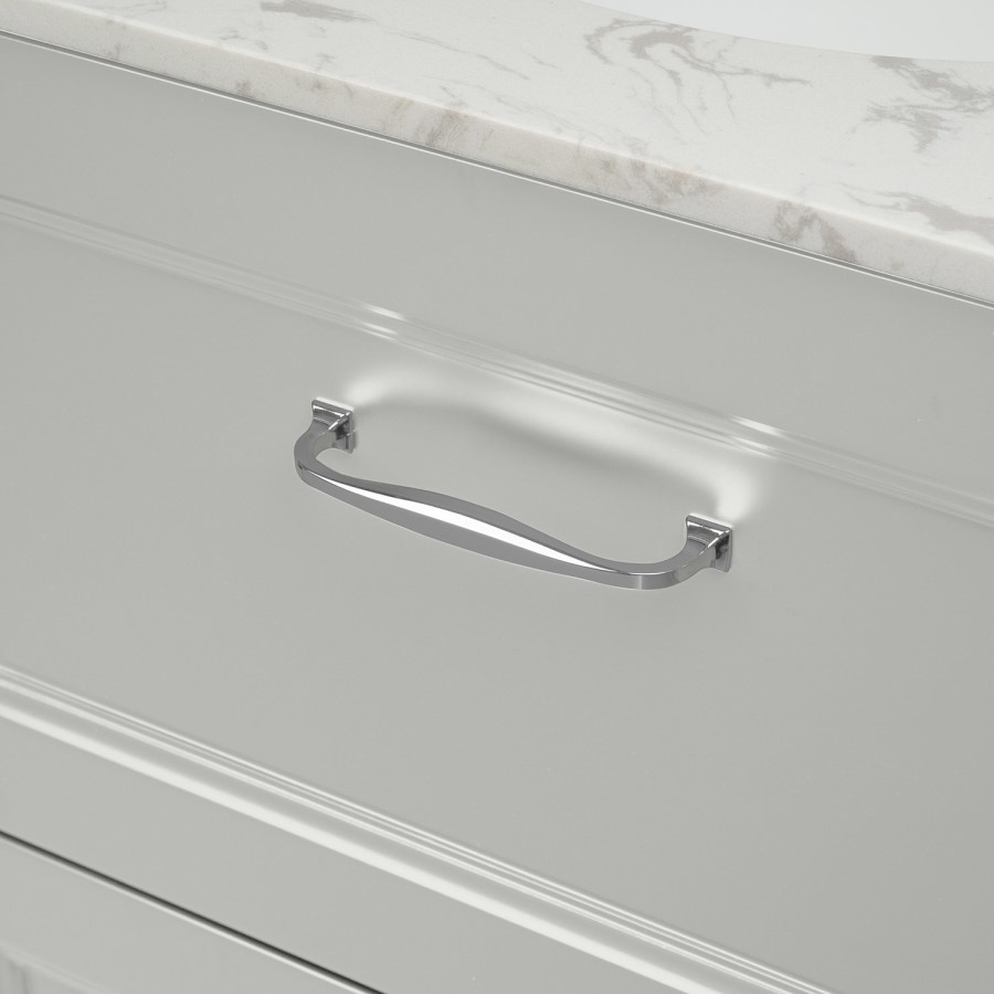 GRADE A2 - 1200mm White Freestanding Marble Top Double Vanity Unit with Basin - Ashbourne
