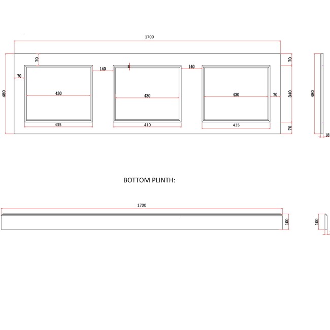 1700mm x 700mm White Wooden Bath Panel Pack - Ashbourne 