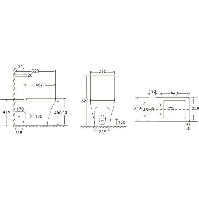 Close Coupled Rimless Toilet with Soft Close Seat - Boston