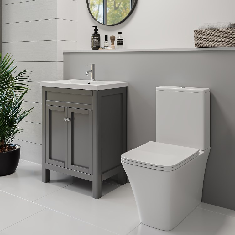 Close Coupled Toilet and Basin Vanity Unit Bathroom Suite - Avebury