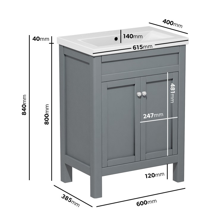 Close Coupled Toilet and Basin Vanity Unit Bathroom Suite - Avebury