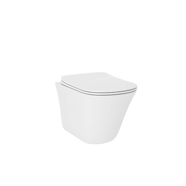 Wall Hung Rimless Toilet with Cistern Frame and Black Flush Plate - Boston