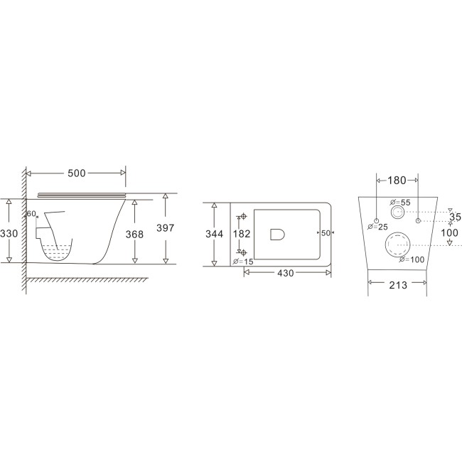 Grade A1 - Wall Hung Rimless Toilet with Soft Close Seat - Boston