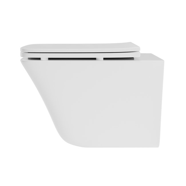 Wall Hung Rimless Toilet  - Includes Cistern Wall Hung Frame Soft Close Seat and Chrome Flush Plate - Boston