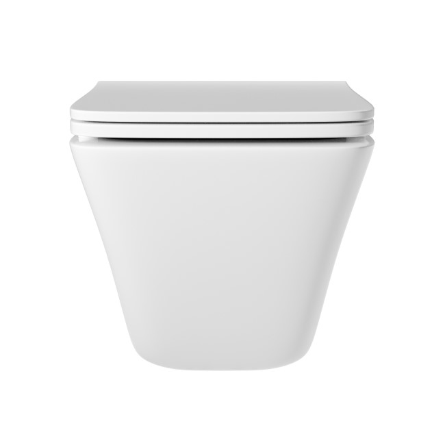 Wall Hung Toilet with Soft Close Seat White Glass Sensor Pneumatic Flush Plate 820mm Frame & Cistern - Boston