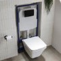 Wall Hung Toilet with Close Seat Matt Black Pneumatic Flush Plate 1160mm Frame & Cistern - Boston