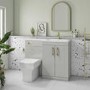 1100mm Grey Toilet and Sink Unit Right Hand with Brass Fittings - Ashford