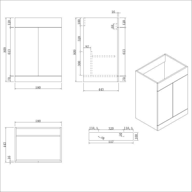 1100mm Grey Toilet and Sink Unit Right Hand with Square Toilet and Black Fittings - Ashford