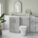 BUN/BeBa_27569/78911 1100mm Grey Toilet and Sink Unit Left Hand with Square Toilet and Chrome Fittings - Ashford