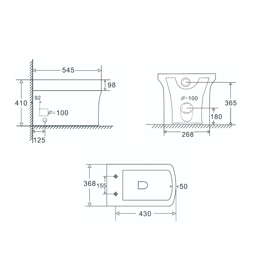1100mm White Toilet and Sink Unit Left Hand with Square Toilet and Black Fittings - Ashford