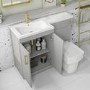 1100mm  Grey Toilet and Sink Unit Left Hand with Brass Fittings - Ashford