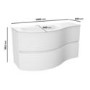 1000mm White Wall Hung Left Hand Curved Vanity Unit with Basin  - Tulum