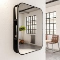 BUN/BeBa_27586/86580 Rectangular Black Mirror with Open Shelving 60 x 80cm- Lyra 
