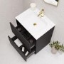 600mm Black Freestanding Vanity Unit with Matt White Basin - Roxbi