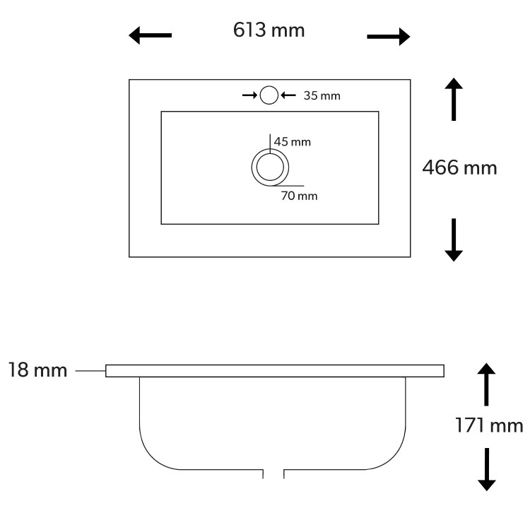 600mm Black Freestanding Vanity Unit with Matt White Basin - Roxbi