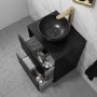 600mm Black Freestanding Countertop Vanity Unit with Basin - Roxbi