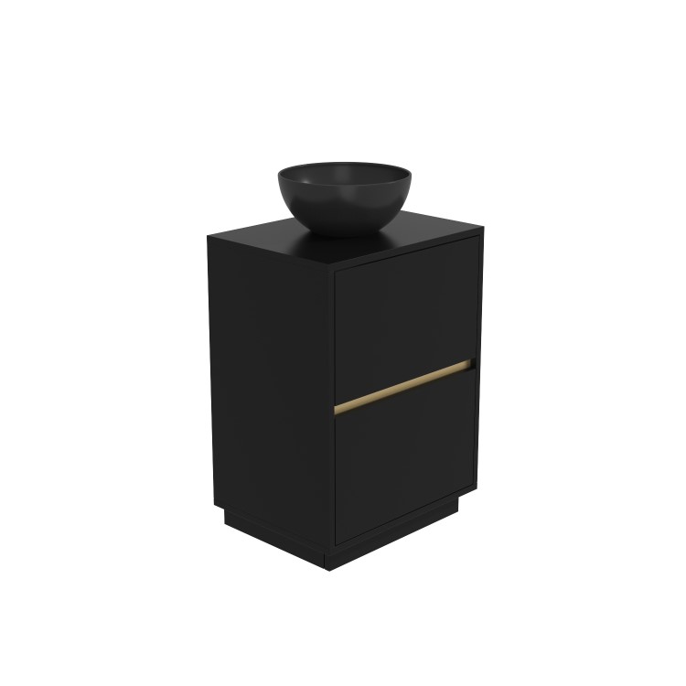 600mm Black Freestanding Countertop Vanity Unit with Basin - Roxbi