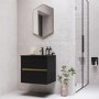 600mm Black Wall Hung Vanity Unit with Matt Black Basin - Roxbi