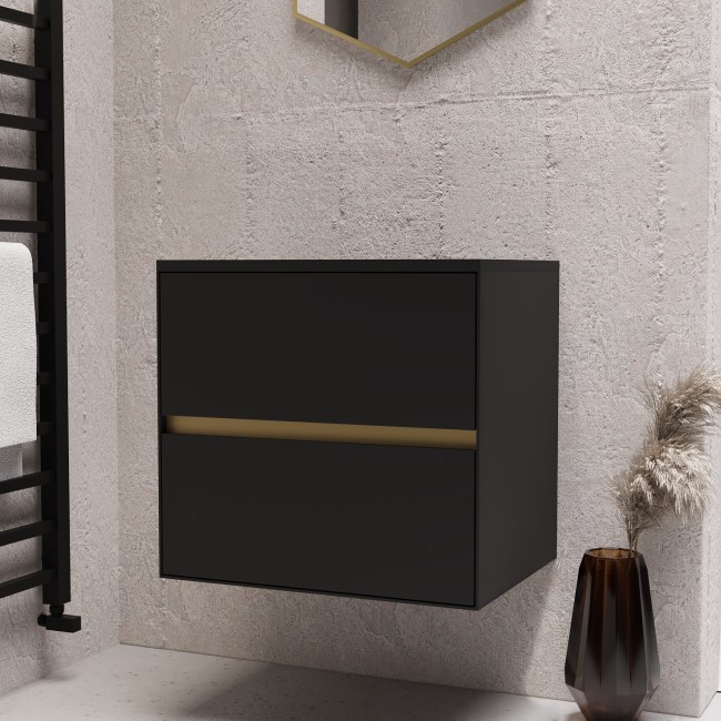 600mm Black Wall Hung Countertop Vanity Unit- Roxbi