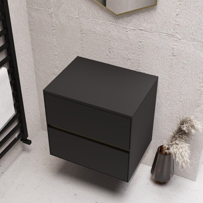 600mm Black Wall Hung Countertop Vanity Unit- Roxbi