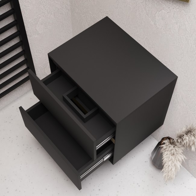 600mm Black Wall Hung Countertop Vanity Unit- Roxbi