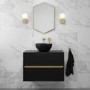 800mm Black Wall Hung Countertop Vanity Unit with Basin - Roxbi 