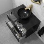 800mm Black Wall Hung Countertop Vanity Unit with Basin - Roxbi 