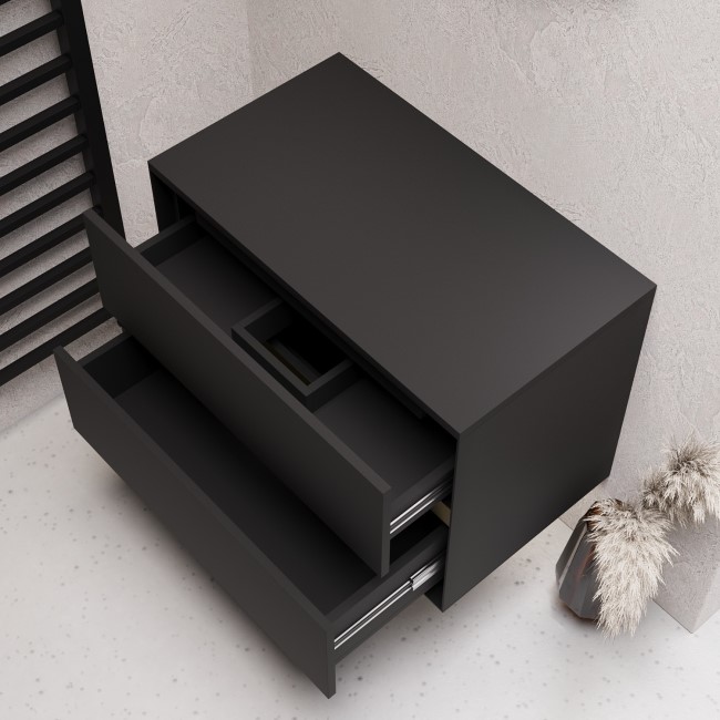 800mm Black Wall Hung Countertop Vanity Unit- Roxbi