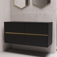 Grade A2 - 1200mm Black Wall Hung Double Countertop Vanity Unit- Roxbi