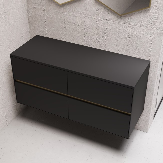 1200mm Black Wall Hung Double Countertop Vanity Unit- Roxbi